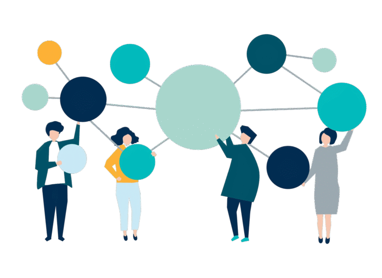 people holding connected copy space circle icons Links Eyes | High-Quality Backlinks & SEO Link Building Agency